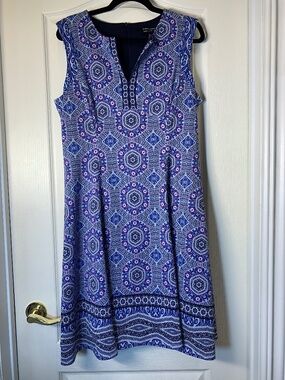 Maggy London for Melanie Lyne Fit & Flare Mandala Dress Blue Purple White 16